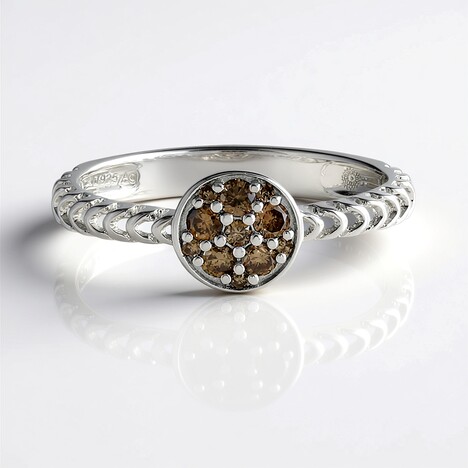 Anello in argento con Diamante Champagne I2 (Ornaments by de Melo)