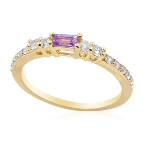 Nicht erhitzter Purpurfarbener Ceylon-Saphir-Silberring