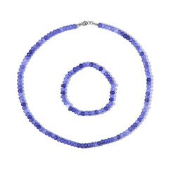 Zilveren set met Koningsblauwe kwartskristallen