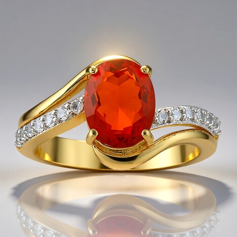 Anello in oro con Opale di Fuoco Messicano AAA