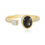 Zilveren ring met een zwarte ster saffier (de Melo Essence)