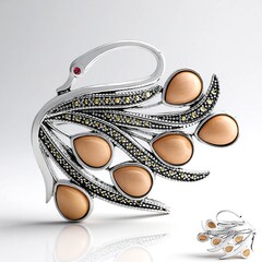 Spilla in argento con Pietra di Luna Pesca (Annette classic)