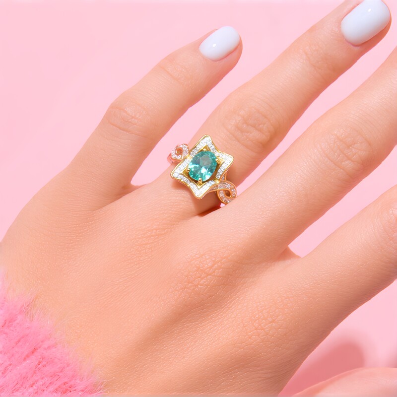 Fluoro Green Apatite Silver Ring (Gems en Vogue)