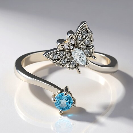 Anello in argento con Topazio Bianco