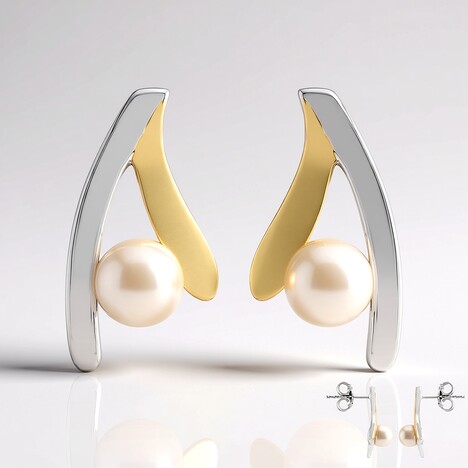 Boucles d'oreilles en argent et Perle d'Akoya (TPC)