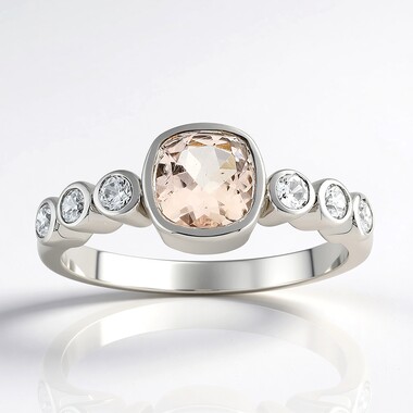 Anillo en plata con Morganita de Brasil