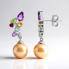 Orecchini in argento con Perla Ming color Pesca (TPC)