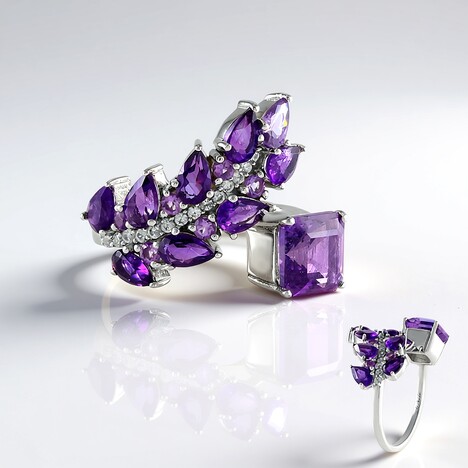 Anello in argento con Ametista Zambiana (de Melo Essence)