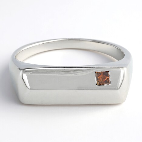 Anello da uomo placcato in platino con Diamante Fancy