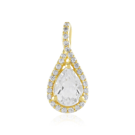 Zilveren hanger met een witte topaas