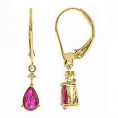 Pendientes en oro con Rubí de Mozambique AAA