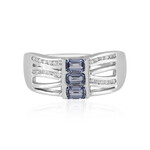 Nicht erhitzter Blauer Ceylon-Saphir-Silberring (Adela Silber)