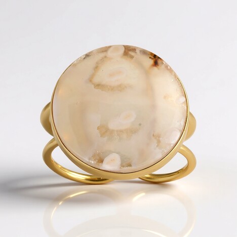 Anello in argento con Agata Bianca (Bali Barong)