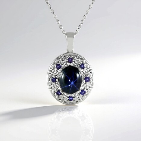 Collana in argento con Zaffiro Stellato Blu