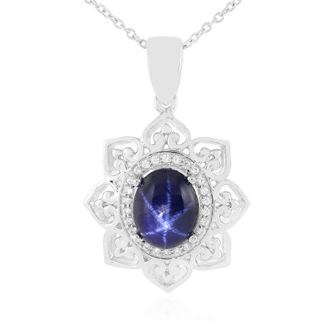 Blauer Stern-Saphir-Silberhalskette