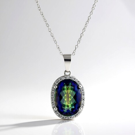 Collana in argento con Quarzo Mistico Blu