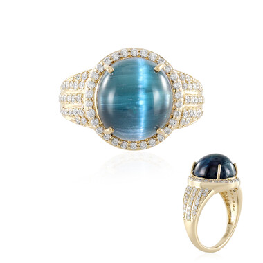 Indigolith-Katzenauge-Goldring (AMAYANI)