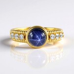 Bague en argent et Saphir étoilé bleu