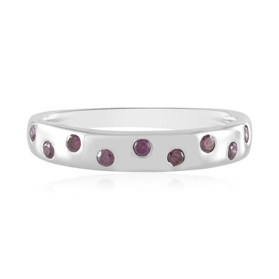 Zilveren ring met I2 paarse diamanten