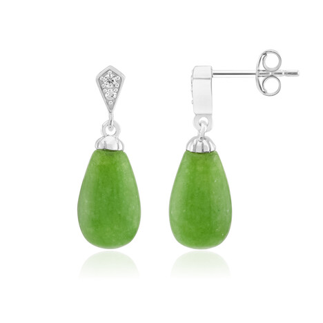 Zilveren oorbellen met groene kwartskristallen