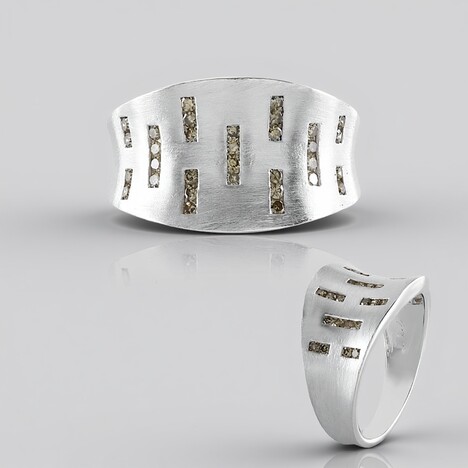 Anello in argento con Diamante Champagne I2 (de Melo)