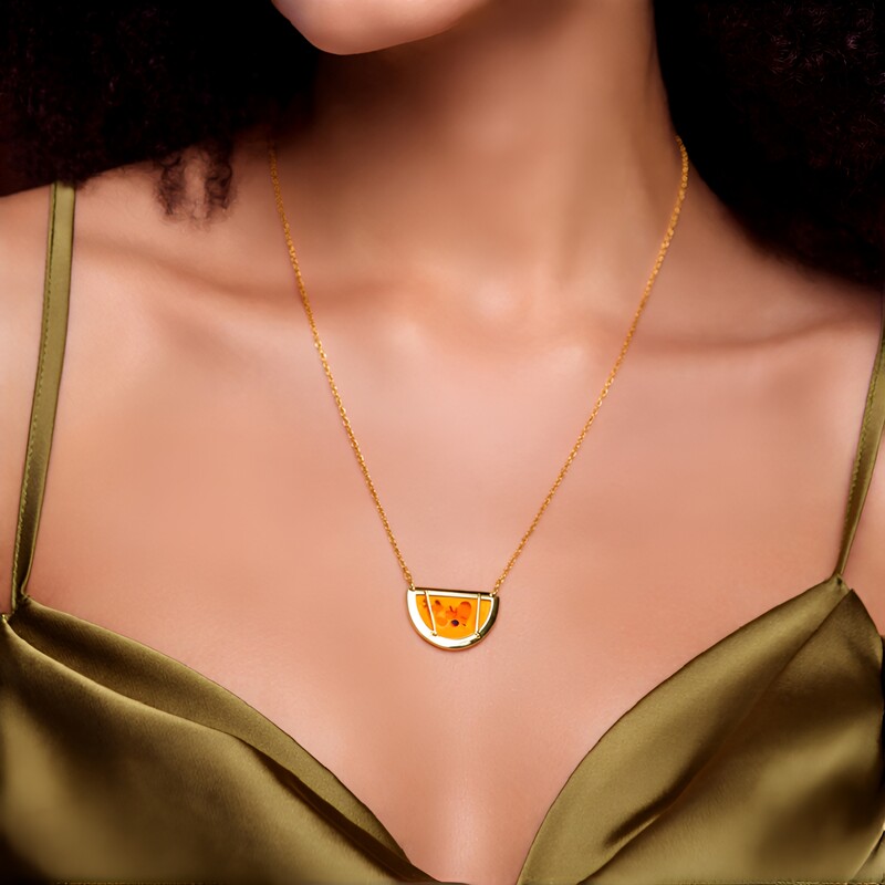 Collier en argent et Ambre baltique couleur cognac (dagen)