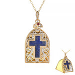 Zilveren halsketting met een lapis lazuli (Gems en Vogue)