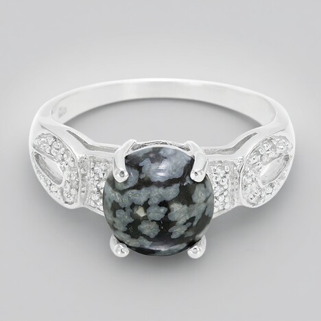 Anello in argento con Ossidiana Fiocco di Neve