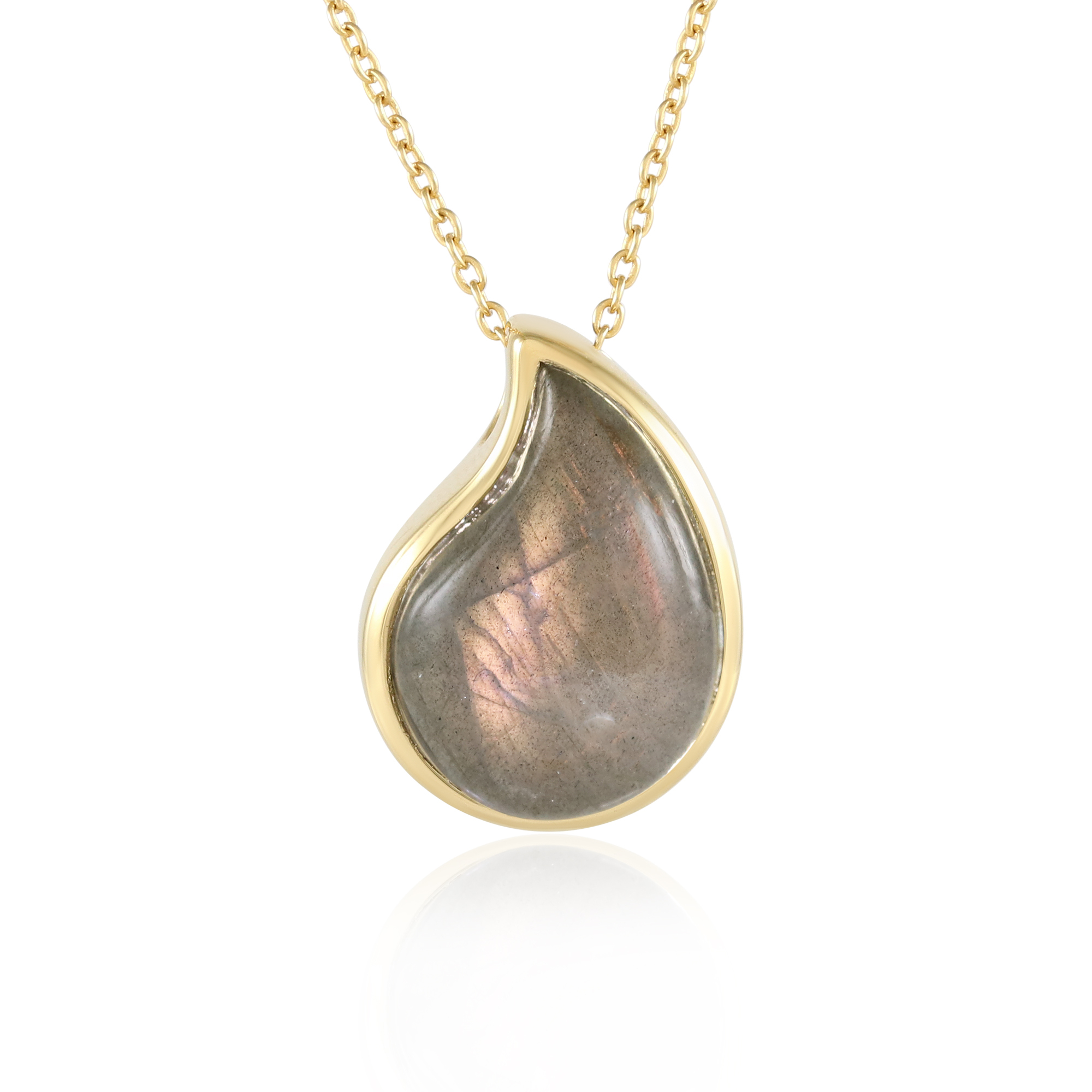 COAI Collana Donna Con Ciondolo Rettangolare In Labradorite Naturale - Pietra Sfaccettata Con Catena Oro O Cordino Regolabile - 2