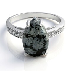 Anello in argento con Ossidiana Fiocco di Neve