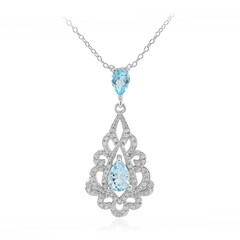 Collier en argent et Topaze bleu ciel
