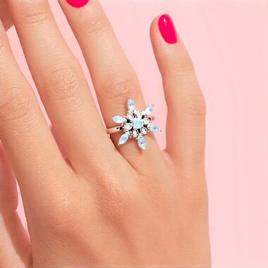 Zilveren ring met hemel-blauwe topaasstenen