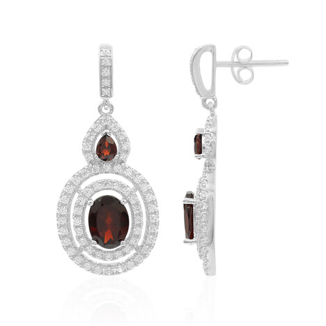 Zilveren oorbellen met granaten