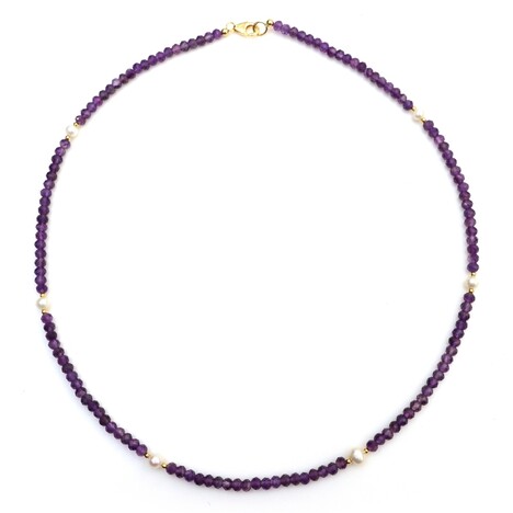 Zilveren halsketting met amethisten