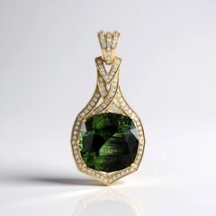 Ciondolo in oro con Peridoto con Ludwigite