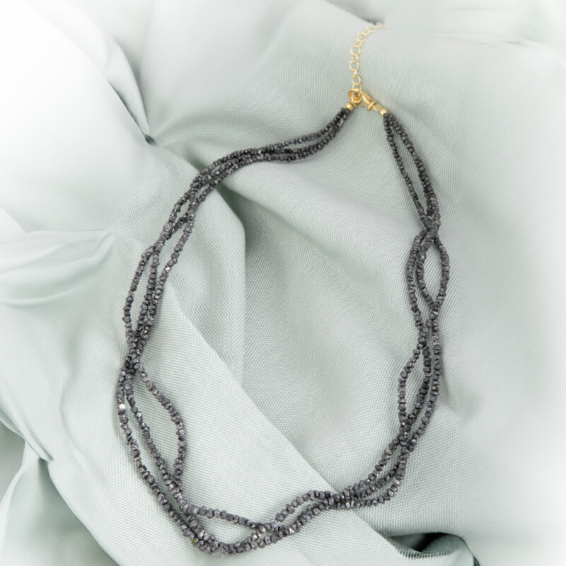 Schwarzer Diamant-Silberhalskette