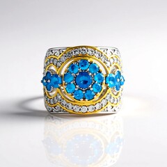 Anello in argento con Apatite Blu Neon (Gems en Vogue)