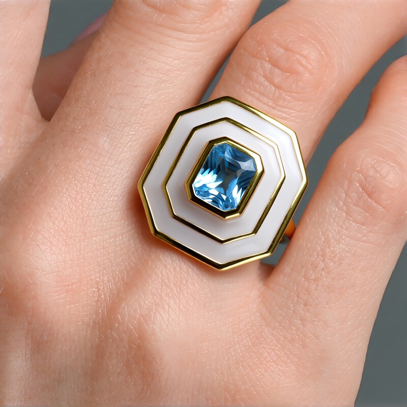 Schweizblauer Topas-Silberring (M de Luca)