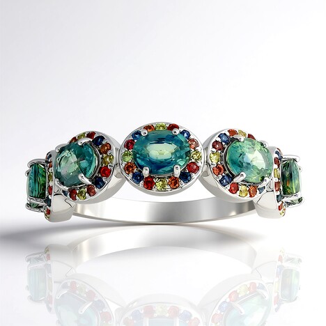 Anello in argento con Zaffiro Petrolio