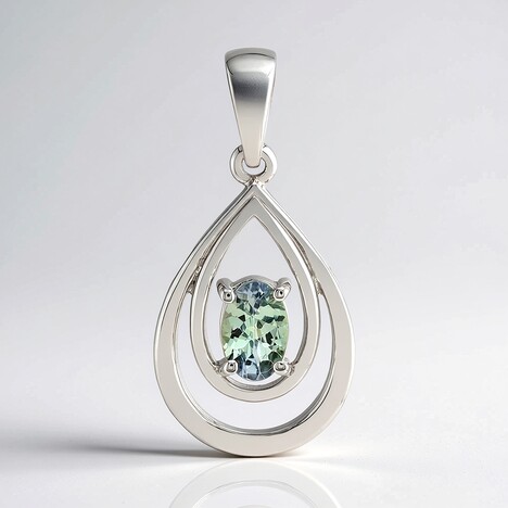 Pendentif en argent et Tanzanite verte non chauffée