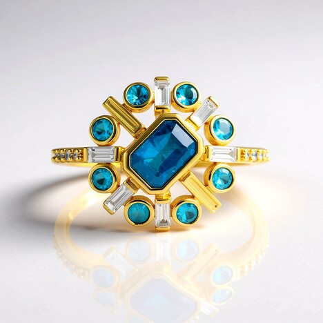 Anello in argento con Apatite Blu Neon
