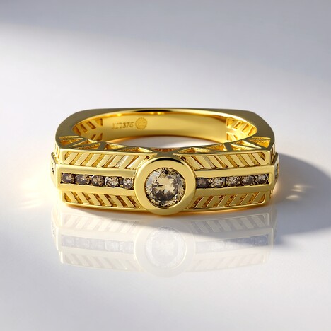 Anello in oro con Diamante Champagne I2 (Ornaments by de Melo)