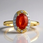 Anello in oro con Opale di Fuoco Messicano AAA
