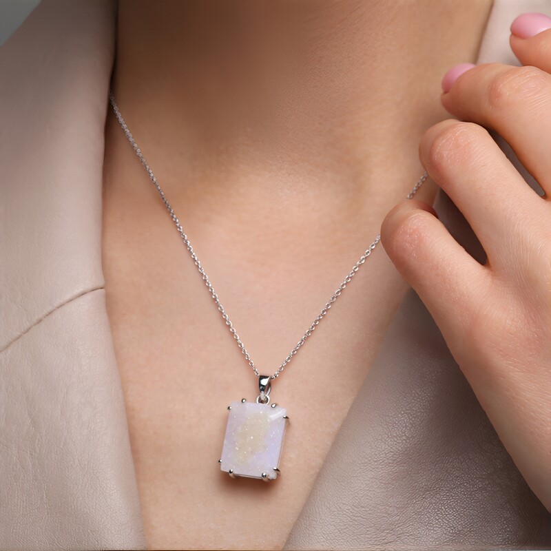 Glitter Agate Silver Pendant