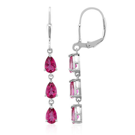 Pendientes en plata con Topacio rosa