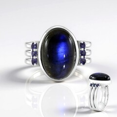 Anello in argento con Labradorite Blu Maniry (KM by Juwelo)