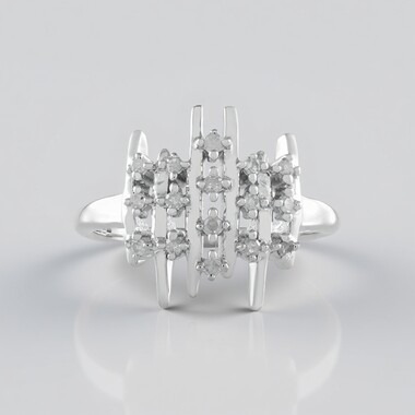 I2 (H) Diamond Silver Ring