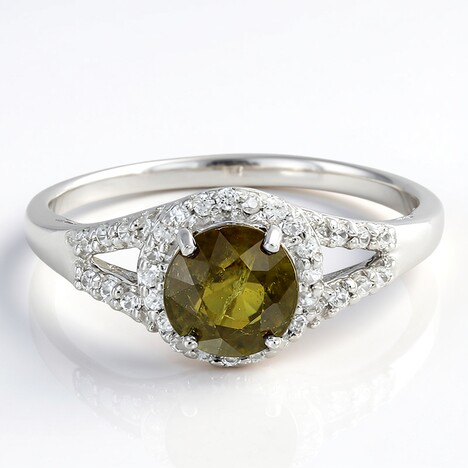 Anello placcato in platino con Tormalina Cuprian
