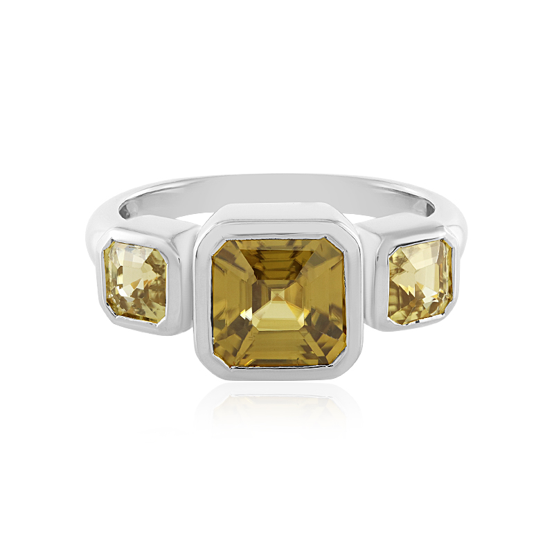 Anello Regolabile Donna In Argento Con Citrino Giallo Taglio Asscher 10mm – Nuovo