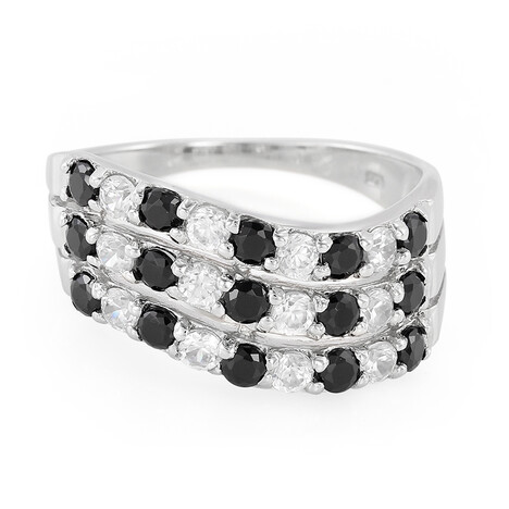 Zilveren ring met zwarte spinelstenen